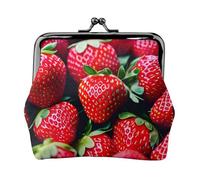 Petit kit de voyage avec imprimé fraises fraîches, pochette compacte pour camping, aventures et excursions de pêche, noir, One Size, Art déco