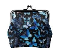 Petit kit de voyage avec imprimé papillons bleus et fleurs blanches, pochette compacte pour camping, aventures et excursions de pêche, noir, One Size, Art déco