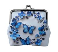 Petit kit de voyage imprimé papillons bleus, pochette compacte pour camping, aventures et excursions de pêche, noir, One Size, Art déco