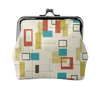 Petit kit de voyage moderne du milieu du siècle, pochette compacte pour camping, aventures et excursions de pêche, noir, One Size, Art déco