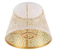 Petit Lampe Sur Pied Abat-Jour E27 E26 Blanc Motif Fleur Sculpté en Fer Design Moderne Pour Maison Salon 13x19x15cm