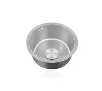 Petit Lavabo Cuisine Rond,Mini éViers de Cuisine Gris,Evier Cuisines 1 Bac Inox Avec Raccords de Vidange,FaçOns D'Installer Sur Le Plan Et Sous Plan (Ø 25cm)