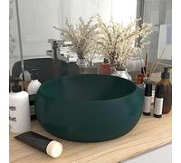Petit Lavabo de Salle de Bain,Lavabo rond de luxe Vert foncé mat 40x15 cm Céramique,Meuble Lave Main Wc pour Cuisine