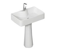 Petit lavabo sur pied avec robinet et kit de vidange - Lavabo de salle de bain élégant pour un usage domestique Design peu encombrant Style moderne Installation facile