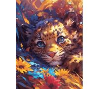 Petit léopard dans une lueur magique 500 Pièces Puzzle Personne Âgée En Carton Épais Sans Déformation Animal sauvage et animal de compagnie Cute Facile Débutant Anti-Stress Thérapie Occupationnelle Pe