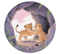 Petit Lion 1000 Pièces Puzzle Circulaire Classiques Animaux Puzzles Difficile Impossible Cadeau Unique pour Adultes Et Enfants 1000pcs (67.5x67.5cm)