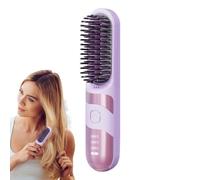 Petit Lisseur Cheveux, Brosse Bouclante Sans Fil, Anti-brûlure 2-en-1 Sans Fil Ionique Brosse Lissante pour Types de Cheveux