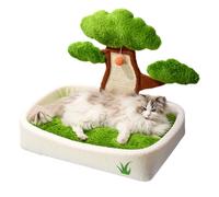 Petit lit pour chats - Pot de fleurs en pin pour chats avec boule en peluche et grattoir, lavable pour intérieur hiver, salon, chambre - Confort hiver maison salon