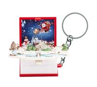 Petit livre pop-up, joli porte-clés pour enfants - Porte-clés de livre de Noël, livres de scènes de Noël, décorations de sapin de Noël, pendentif de sac à dos pour enfants d'anniversaire