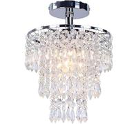 Petit Lustre en Cristal à LED Drapé De Guirlandes De Perles De Cristal étincelantes. Ce Luminaire Est Doté d'un Cadre Orné De Sculptures, One Color, 7.9inch/200mm X 11.4inch/290mm