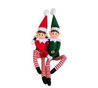 Petit Lutin Coquin, Farceur de Noel, Lot de 2 Elfes Garcon & Fille en Peluche 43cm, pour Enfants et Adultes - Figurine ludique et Souple Magie de Noel