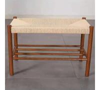 Petit Meuble à Chaussures avec Portes pour entrée, Tabouret Ottoman, Style Ferme Moderne, chêne Naturel, Corde de Coton tissée à la Main, Banc à Chaussures pour intérieur et extéri