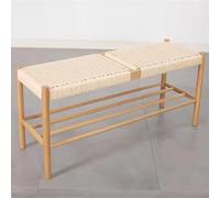 Petit Meuble à Chaussures avec Portes pour entrée, Tabouret Ottoman, Style Ferme Moderne, chêne Naturel, Corde de Coton tissée à la Main, Banc à Chaussures pour intérieur et extéri