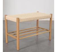 Petit Meuble à Chaussures avec Portes pour entrée, Tabouret Ottoman, Style Ferme Moderne, chêne Naturel, Corde de Coton tissée à la Main, Banc à Chaussures pour intérieur et extéri
