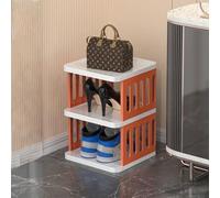 Petit meuble à chaussures multifonctionnel avec étagère à chaussures pliable, design peu encombrant pour armoire, chambre ou vestiaire - Orange et blanc élégant - Solution de rangement à 3 niveaux