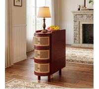 Petit meuble d’appoint avec 3 tiroirs Petit meuble de rangement avec pieds en pin massif Style vintage Rouge