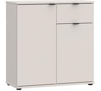 Petit meuble de rangement- buffet - GANYMEDE - 2 portes - 1 tiroir - Sable - 80,1 x 34,1 x 82,3 cm