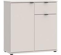 Petit meuble de rangement- buffet - GANYMEDE - 2 portes - 1 tiroir - Sable - 80,1 x 34,1 x 82,3 cm