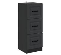 vidaXL Armoire à tiroirs Noir 33 x 34,5 x 87 cm Bois d'ingénierie, Meuble de Rangement, Armoire rectangulaire avec tiroirs, Meuble Moderne pour la Maison, Gain de Place Fonctionnel