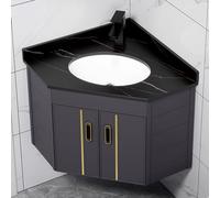 Petit meuble de salle de bain d'angle avec lavabo flottant Vanités de salle de bain à profondeur étroite Lavamanos de Baño Modernos avec haut, ensemble de robinets chauds et froids, espace de