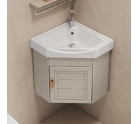 Petit meuble sous-vasque d'angle avec lavabo for vestiaire salle de bain mural(Khaki,51cm/20in)