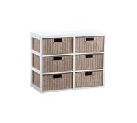 Petit meuble tiroirs en bois et papier cordé 6 tiroirs