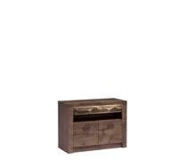 Petit meuble TV Indianapolis I-10 en bois de frêne foncé avec poignées métalliques