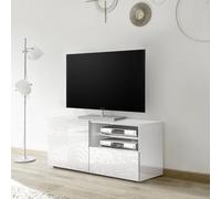 Petit meuble TV MIRO avec 1 porte et 1 tiroir, blanc