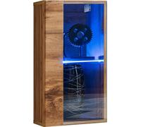Petit meuble TV ou meuble d'appoint SWITCH - 50 cm - Tiroir et compartiment - Noir/Gris brillant - Design moderne