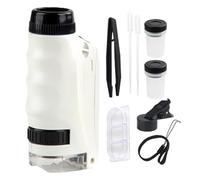 Petit microscope de poche - Mini télescope pour , appareil d'apprentissage à grossissement élevé | Fonction d'éclairage LED compact et léger, kit éducatif amusant pour les voyages dans la