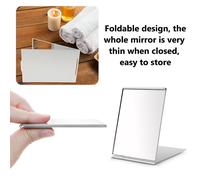 Petit miroir de voyage pliable, 15 x 10 cm, ultra-portable, fin et léger, avec coque en aluminium. Miroir de maquillage pliable.