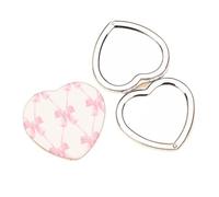 Petit Miroir Maquillage Heart Shape Bow Print Dual-Side Mirror Portable Vanity Elegant Handheld Makeup for Purse(Color-05)