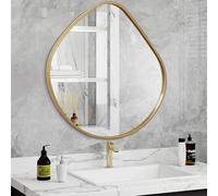 Petit miroir mural irrégulier avec cadre doré pour salle de bain, miroir rectangulaire moderne pour coiffeuse