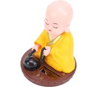 Petit Moine Solaire Figurine amusante de moine chinois Statue de moine chinois Ornement de tableau de bord de voiture Jaune