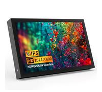 Petit moniteur 7 pouces, 1024 × 600 HD IPS Mini moniteur avec haut-parleurs intégrés/HDMI/VGA/AV entrée pour Raspberry Pi, PC, TV, DVD, CCTV