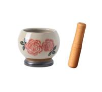 Petit mortier et pilon polis, Ensemble de broyeur à herbes, broyeur d'assaisonnement multifonctionnel, broyeur manuel en céramique for bol à épices, broyeur à épices et herbes(Red)