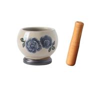 Petit mortier et pilon polis, Ensemble de broyeur à herbes, broyeur d'assaisonnement multifonctionnel, broyeur manuel en céramique for bol à épices, broyeur à épices et herbes(Blue)