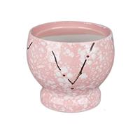 Petit mortier et pilon polis, Ensemble de mortier et pilon à motif en céramique, avec d'élégantes taches de fleurs blanches et un pilon en bois, broyeur à épices et à herbes de 7 pouces(Pink)