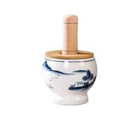 Petit mortier et pilon polis, Ensemble de presse-ail en céramique sous glaçure, presse-piment, presse-ail, pot épais, broyeur manuel for herbes, épices, herbes