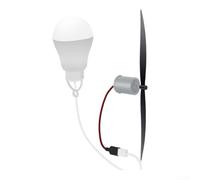 Petit moteur générateur d'éolienne avec ampoule LED et câble USB pour projets scientifiques et éclairage à la maison ou à l'école