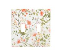 Petit motif floral rose pastel, double interrupteur à bascule, plaque murale, décoration d'interrupteur, taille standard - 11,4 x 11,4 cm