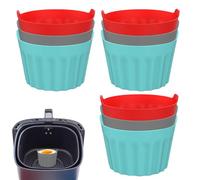 Petit moule pour friteuse à air - Ramekins à soufflé à la crème brulée, marmite à œufs en plusieurs pièces | Tasses striées petit bol, friteuse à air, moule en silicone, boîte à muffins,