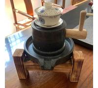 Petit moulin à thé en pierre avec poignée et poignée - 13 x 20 cm - Moulin manuel en pierre - Outils pédagogiques - Moulin à thé classique fait à la main