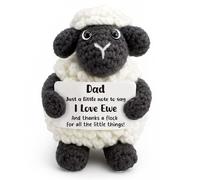 Petit mouton noir fait à la main au crochet pour papa de la part de sa fille - avec carte de jeu amusante « Love Ewe » - Joli cadeau de fête des pères, d'anniversaire, de Noël - Souvenir de
