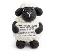 Petit mouton noir fait main au crochet pour maman de la part de sa fille - avec carte « Taught Me to Be Gentle » - Cadeau sentimental pour la fête des mères, un anniversaire, Noël - Souvenir pour mère