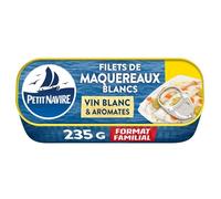 PETIT NAVIRE - Filets de Maquereaux au vin blanc & aromates, Saveur Authentique, Boîte 235g - Lot de 4