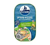 PETIT NAVIRE - "LES P'TITS FILETS DE MAQUEREAUX" - HUILE D'OLIVE VIERGE EXTRA 90G - LOT DE 5