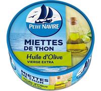 PETIT NAVIRE - Miettes de thon à l'huile d'olive, Savoureuses et Pratiques, 160g