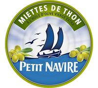 Petit Navire Miettes de Thon à l'huile d'olive Vierge Extra, La boîte de 104g net égoutté