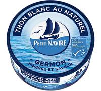 PETIT NAVIRE - Thon Blanc Naturel MSC, Sans Huile Ni Conservateurs Ajoutés, Boîte Hermétique Facile à Ouvrir, 112g - Lot De 3